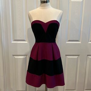 EMERALD SUNDAE Strapless Colorblock Mini Dress